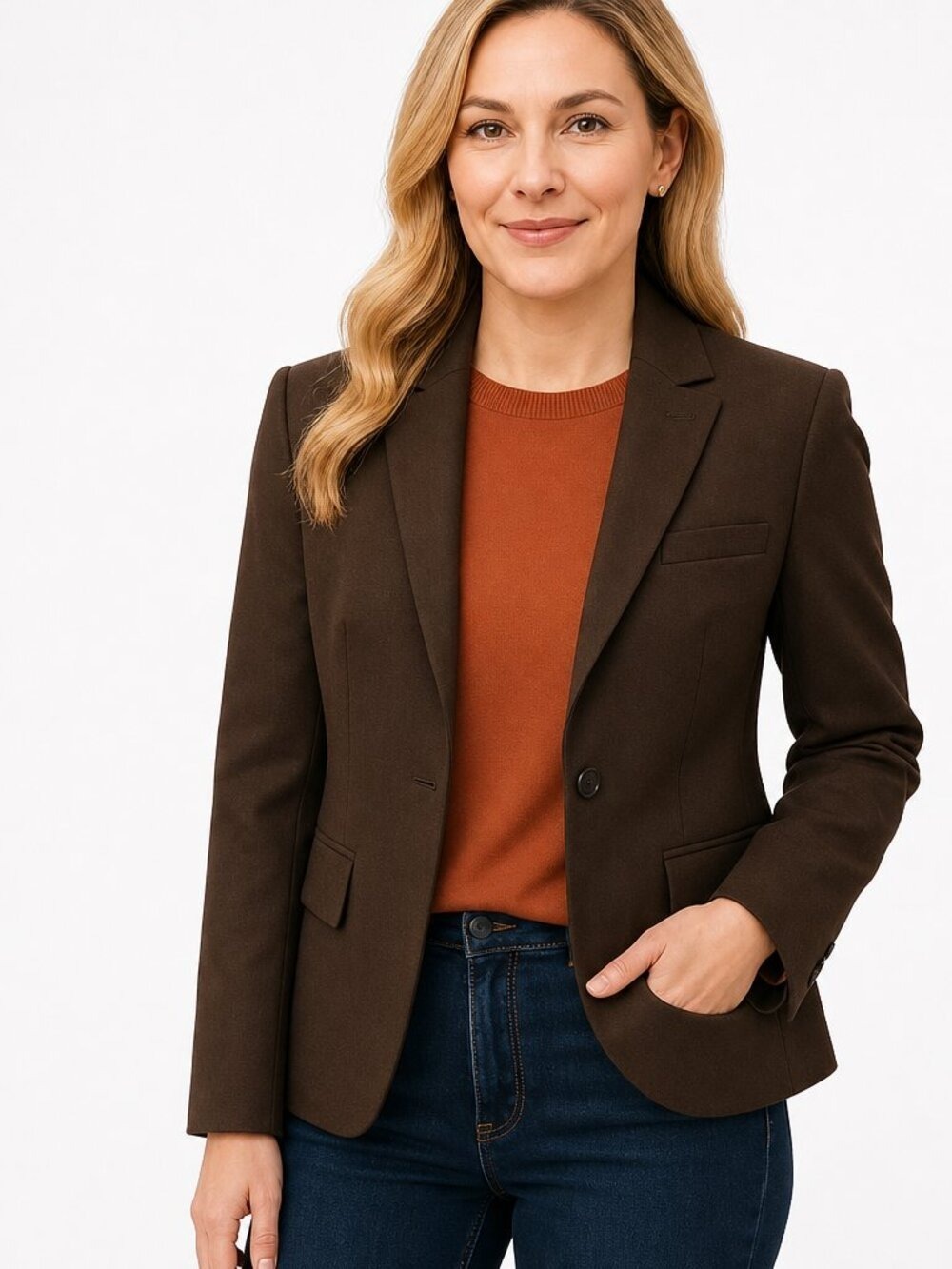 Antonio Melani Brown Single Button Blazer Jacket Women’s Sz 8 Career Office EUC